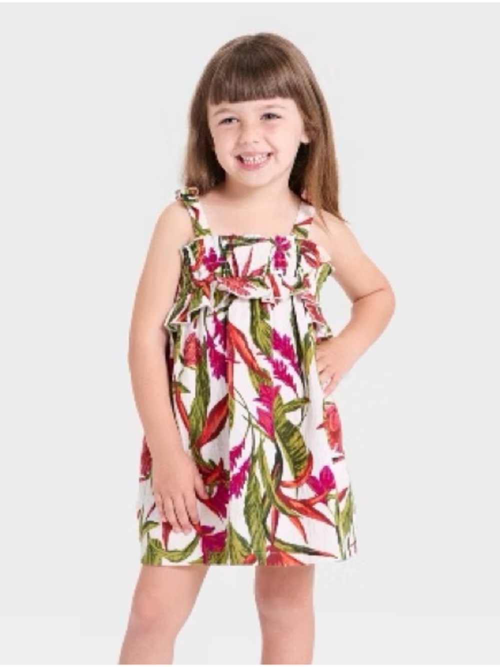 Cat & Jack Toddler Girls' Palm Print Smocked Dress